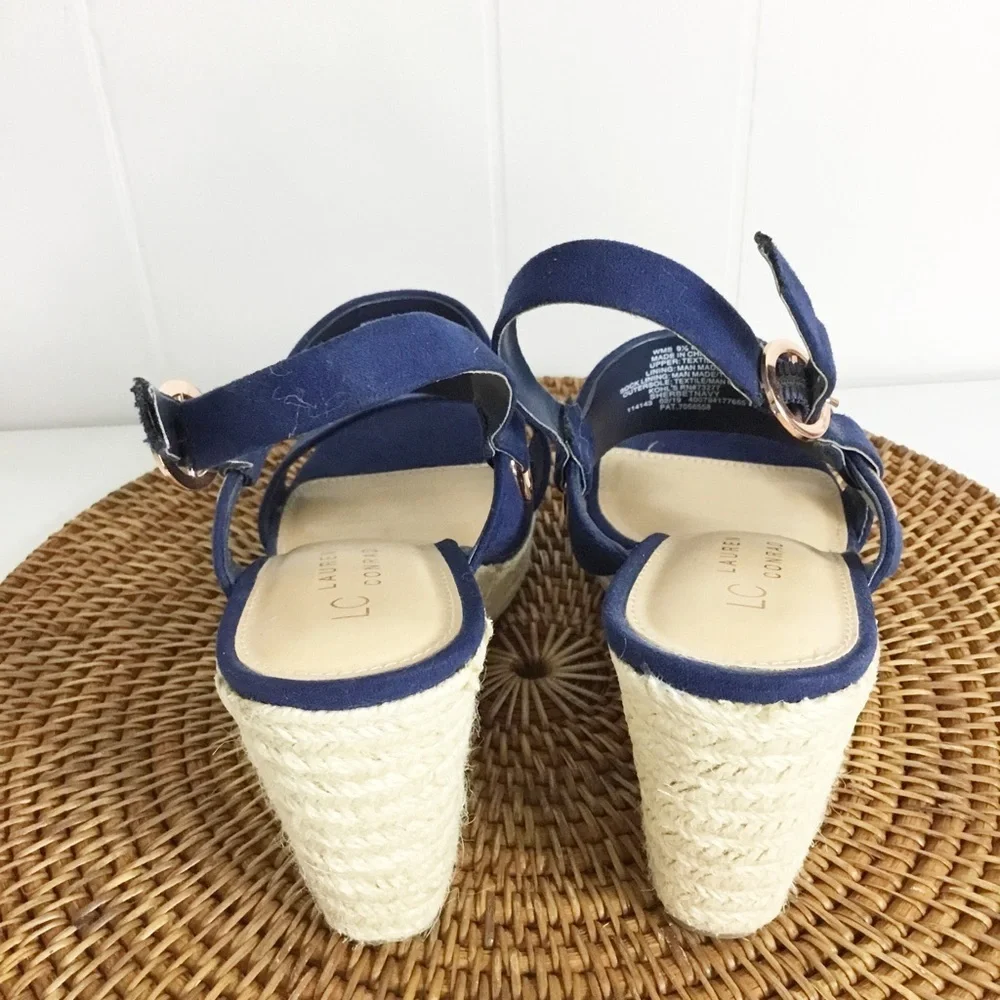 Lauren Conrad Navy Blue Wedges Heels Size 9.5 Shoes